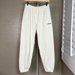 Madhappy Cream Joggers Small 100% Cotton Cozy Streetwear Lounge Sweatpants